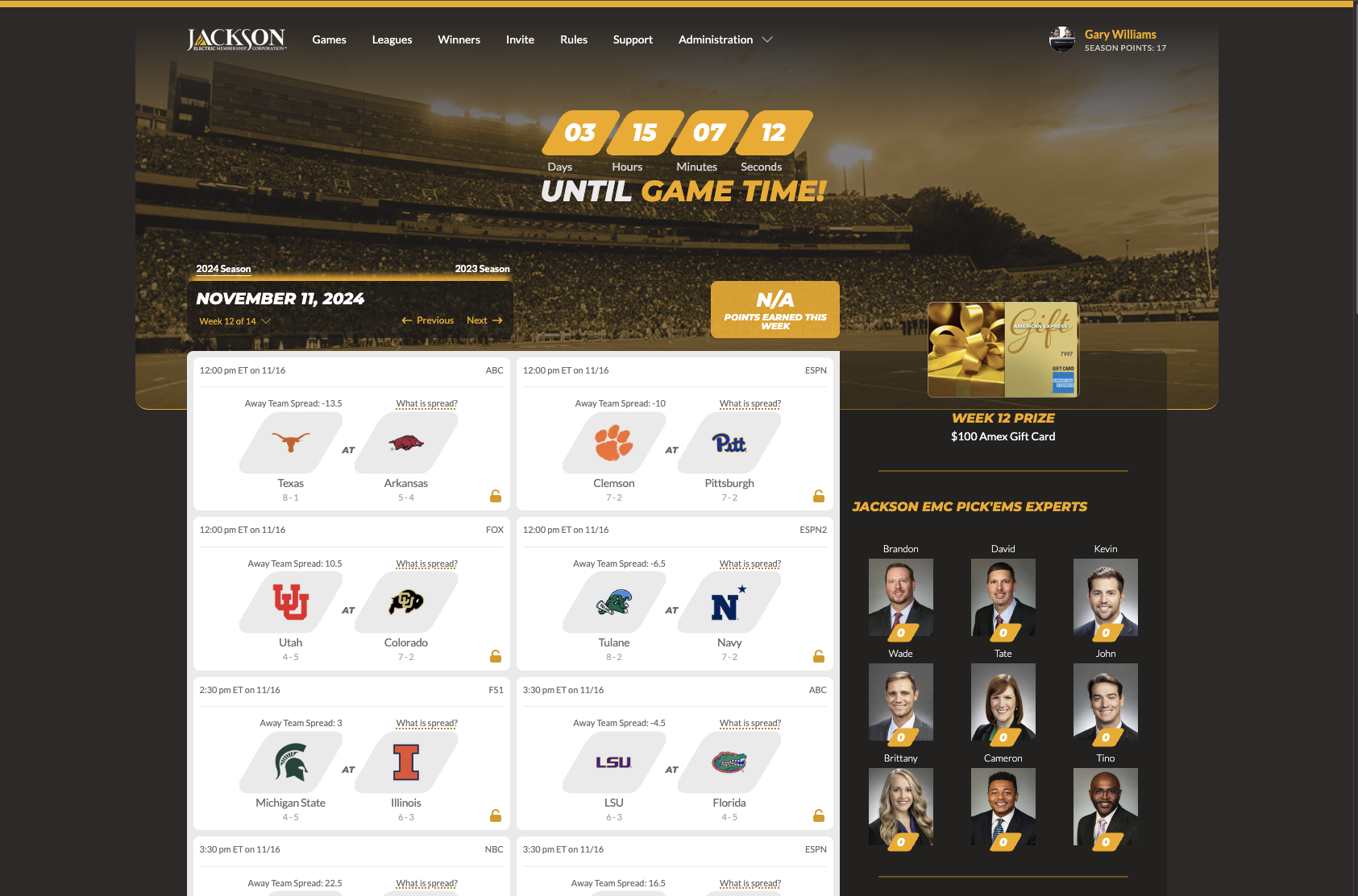 A picture of the powerup picks website